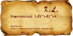 Kapronczai Lóránt névjegykártya