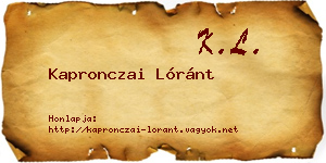 Kapronczai Lóránt névjegykártya