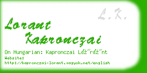 lorant kapronczai business card